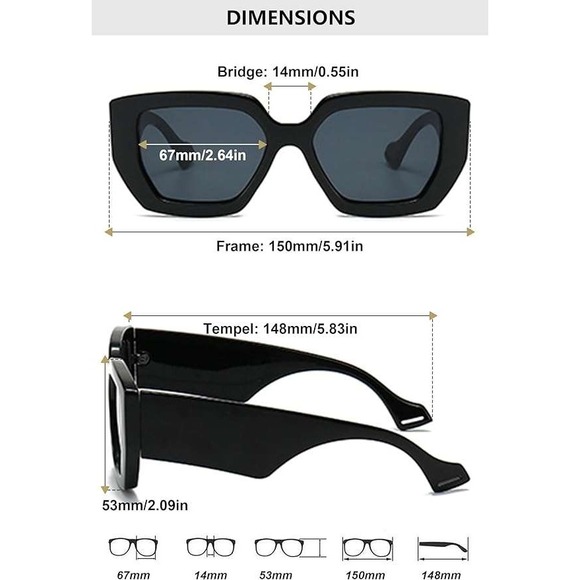 Chic Oversized Square Sunglasses Cream Black Bold Fashion Eyewear Women Luxury - Picture 12 of 12